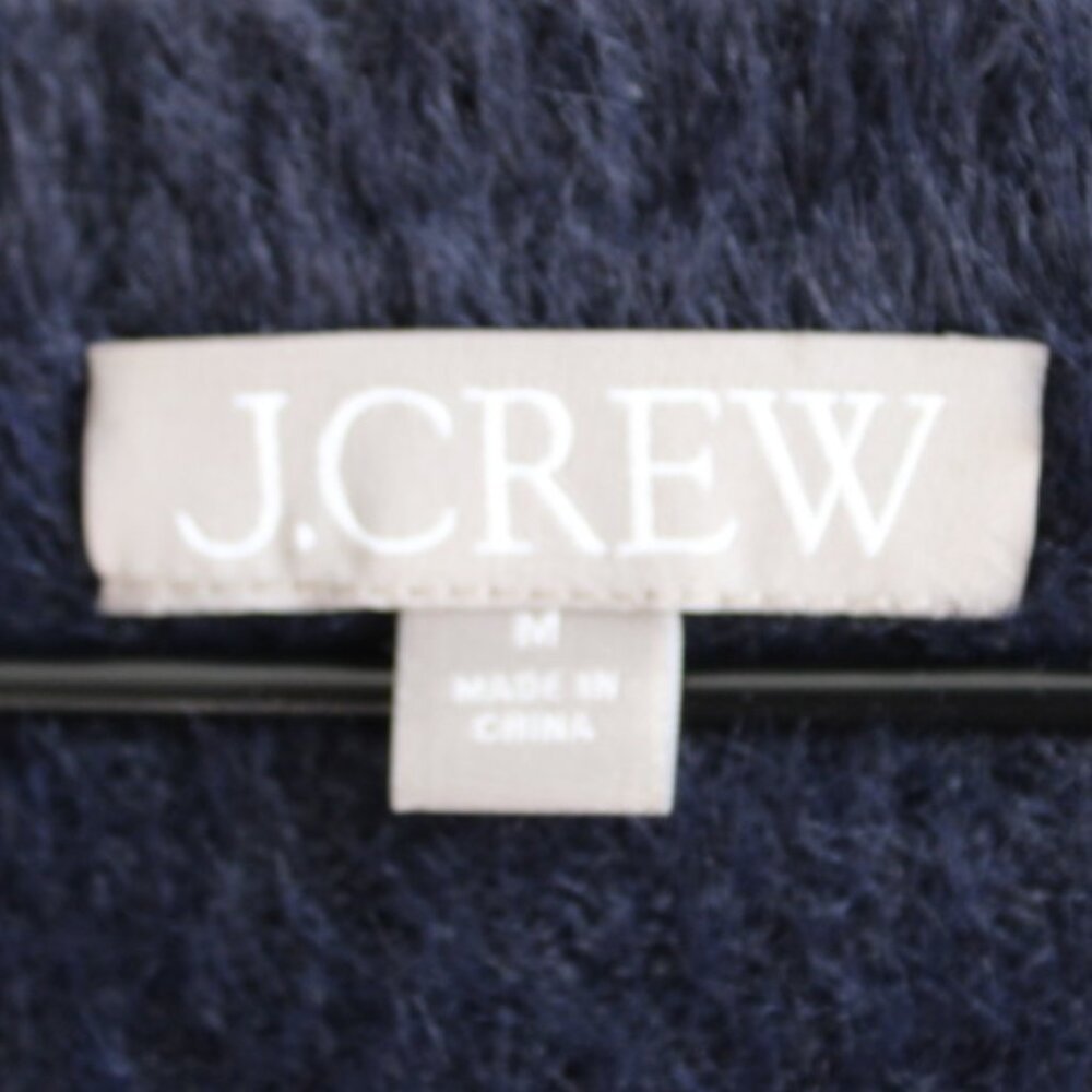 J. Crew Navy Blue Short-Sleeve Sweater-Dress in Brushed Yarn Size Medium - Picture 4 of 7